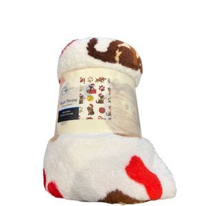 Mainstays Plush Throw blanket with a dog-themed design
